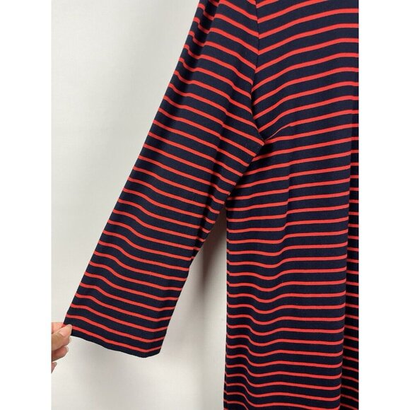 J. Crew Factory Red Blue Stripe Maritime Nautical Long Sleeve Dress Size XL - Picture 2 of 6